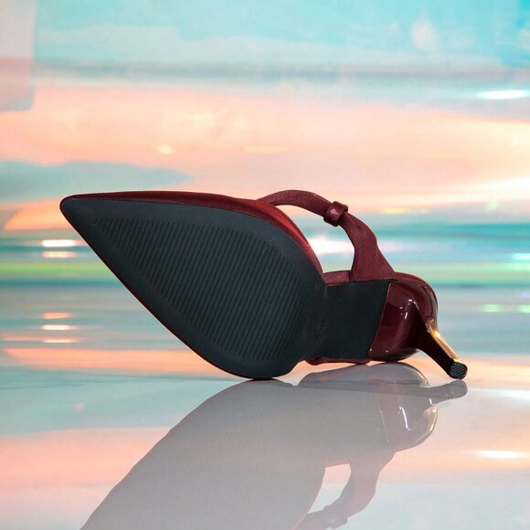 Burgundy Elegant Women's Pointed Toe Pumps - Picture 6 of 6